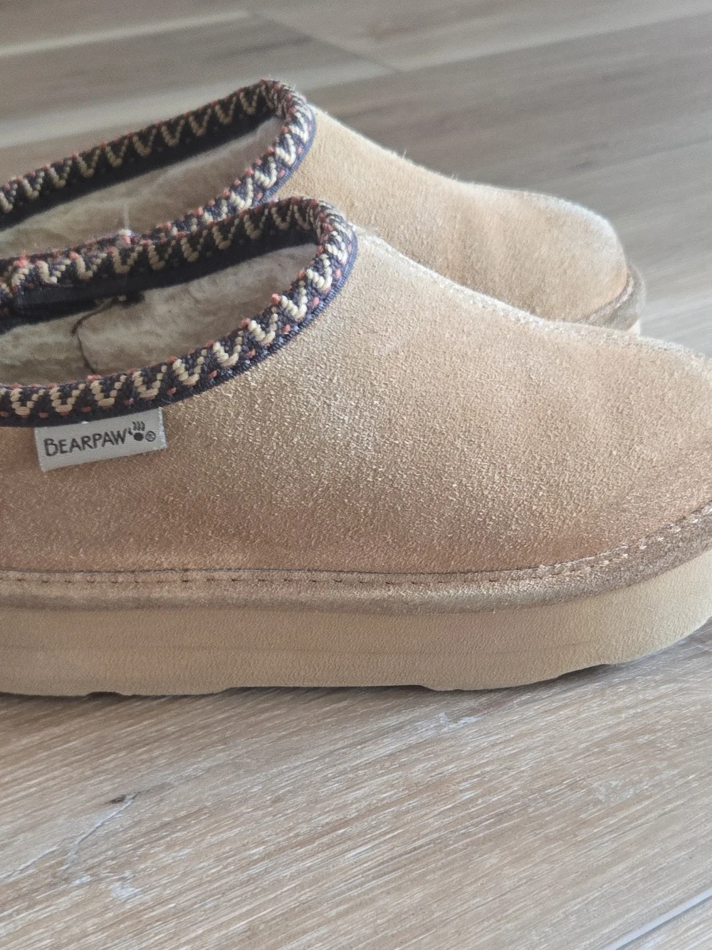 Bearpaw Kid’s Tan Suede Slip-On Clog